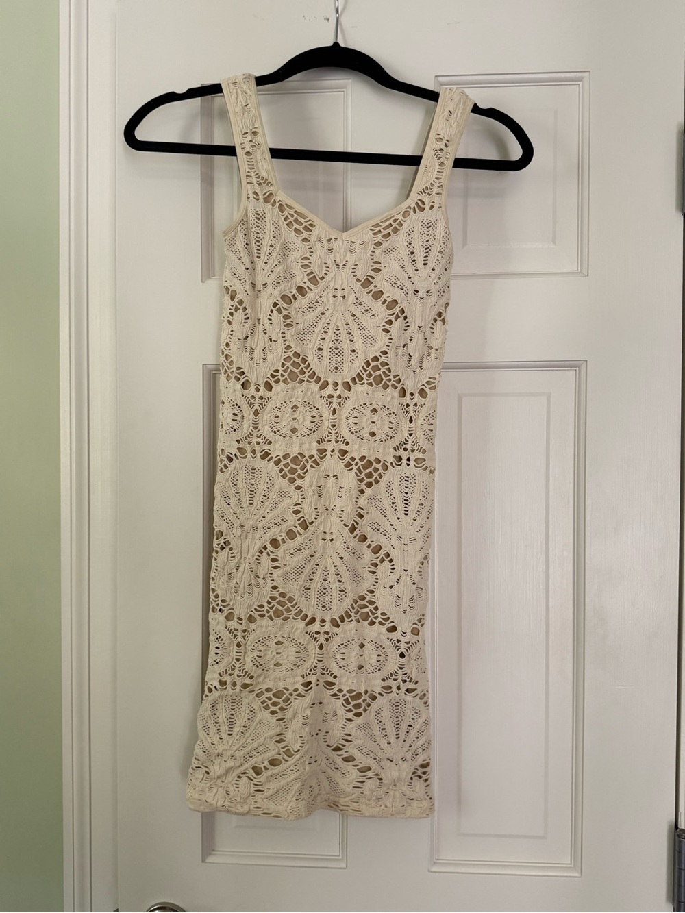 Free People Cream Crochet Mini Dress
